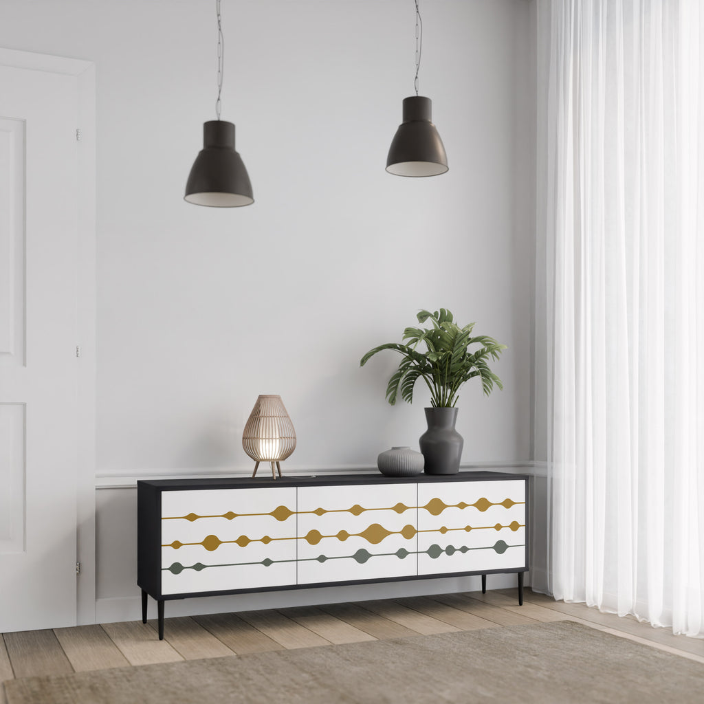 Mueble de TV de 3 puertas VIVID TONE con acabado negro