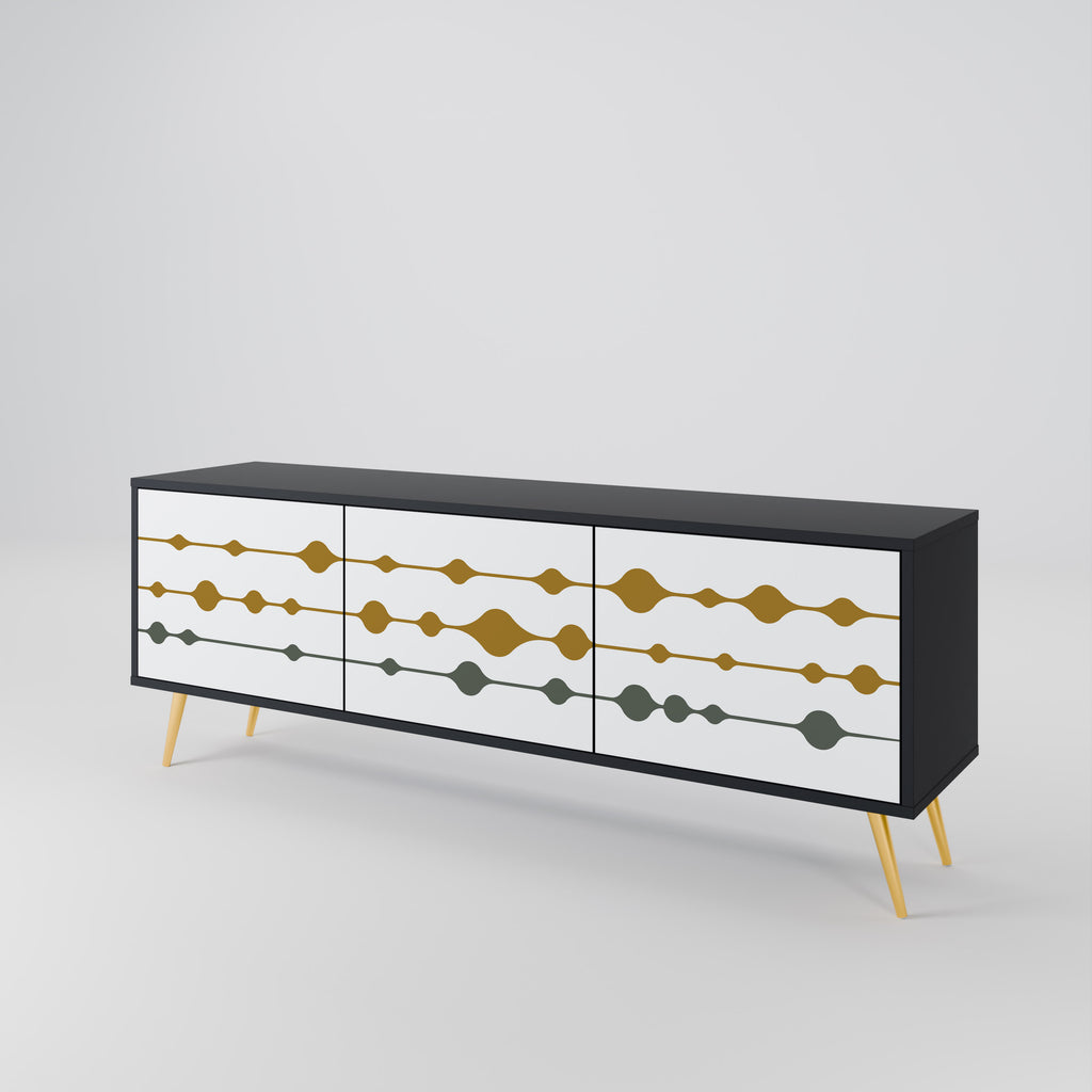 Mueble de TV de 3 puertas VIVID TONE con acabado negro