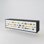 VIVID TONE Mueble de TV de 3 Puertas en Acabado Negro