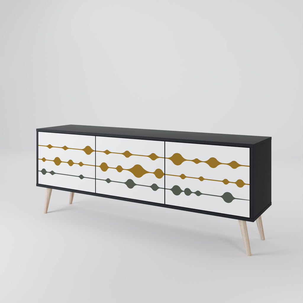 Mueble de TV de 3 puertas VIVID TONE con acabado negro