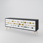 VIVID TONE Mueble de TV de 3 Puertas en Acabado Negro