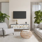 VIVID TONE Mueble de TV de 3 Puertas en Acabado Negro