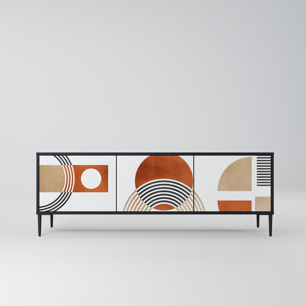 Mueble de TV de 3 puertas CIRCLE RHYTM con acabado negro
