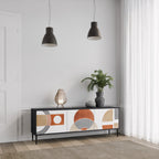 CIRCLE RHYTM Mueble de TV de 3 Puertas en Acabado Negro