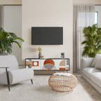 CIRCLE RHYTM Mueble de TV de 3 Puertas en Acabado Negro