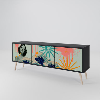 KANAGAWA BEAUTY Mueble de TV de 3 Puertas