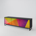 VIVID GEOMETRY Mueble de TV de 3 Puertas en Acabado Negro