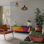 VIVID GEOMETRY Mueble de TV de 3 Puertas en Acabado Negro