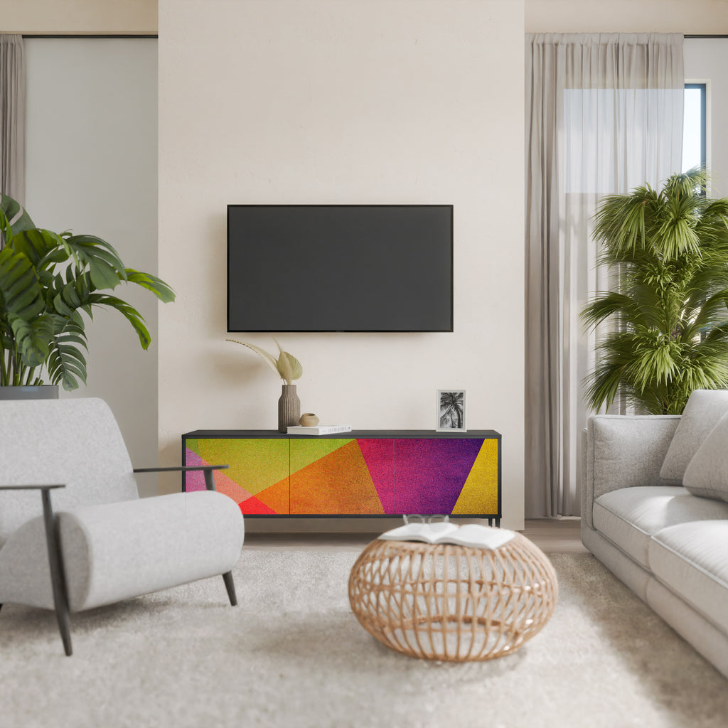 Mueble de TV de 3 puertas VIVID GEOMETRY con acabado negro