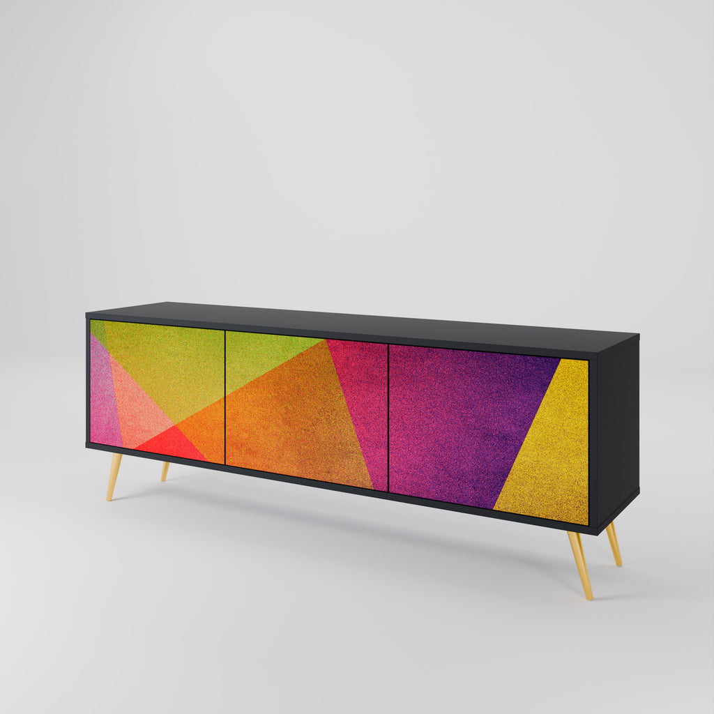 Mueble de TV de 3 puertas VIVID GEOMETRY con acabado negro