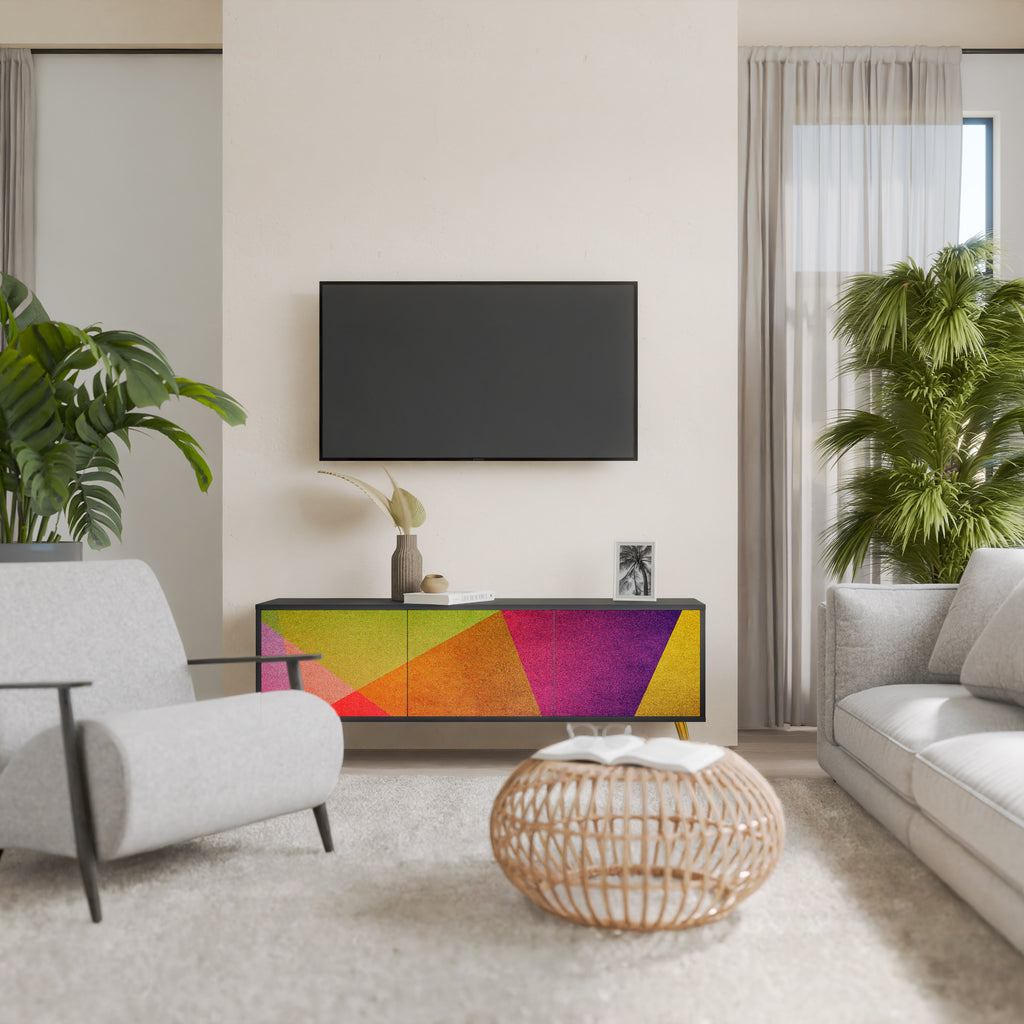 Mueble de TV de 3 puertas VIVID GEOMETRY con acabado negro
