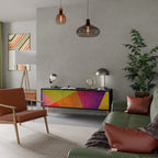 VIVID GEOMETRY Mueble de TV de 3 Puertas en Acabado Negro