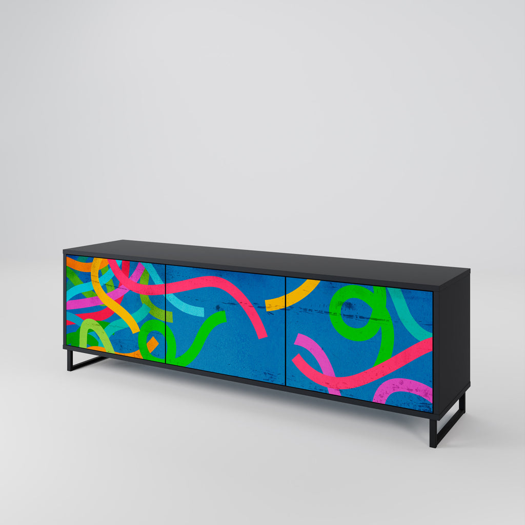 Mueble para TV STREAMER TANGLE de 3 puertas con acabado negro