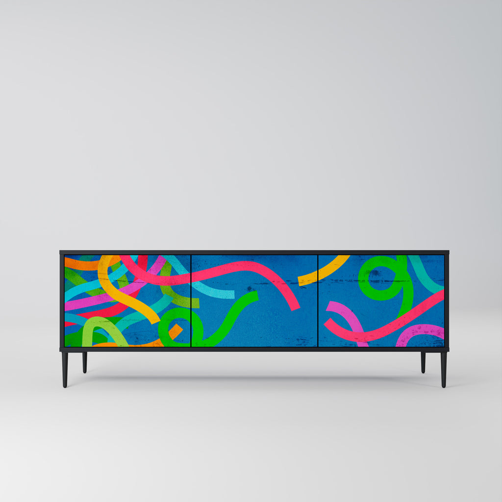 Mueble para TV STREAMER TANGLE de 3 puertas con acabado negro