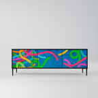 STREAMER TANGLE 3-Door TV Stand in Black Finish