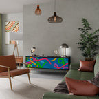 STREAMER TANGLE 3-Door TV Stand in Black Finish