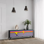 TONE COLLAPSE Mueble de TV de 3 Puertas en Acabado Negro