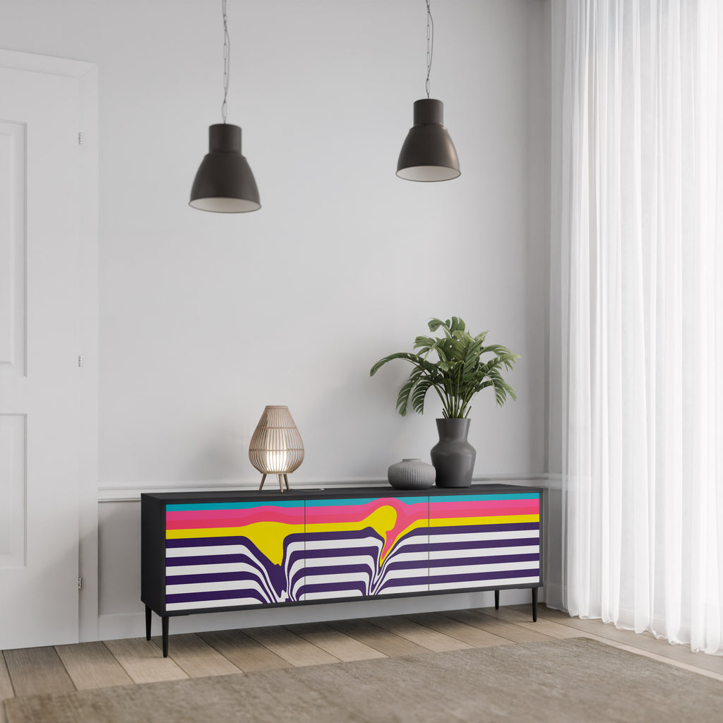 Mueble para TV TONE COLLAPSE de 3 puertas con acabado negro