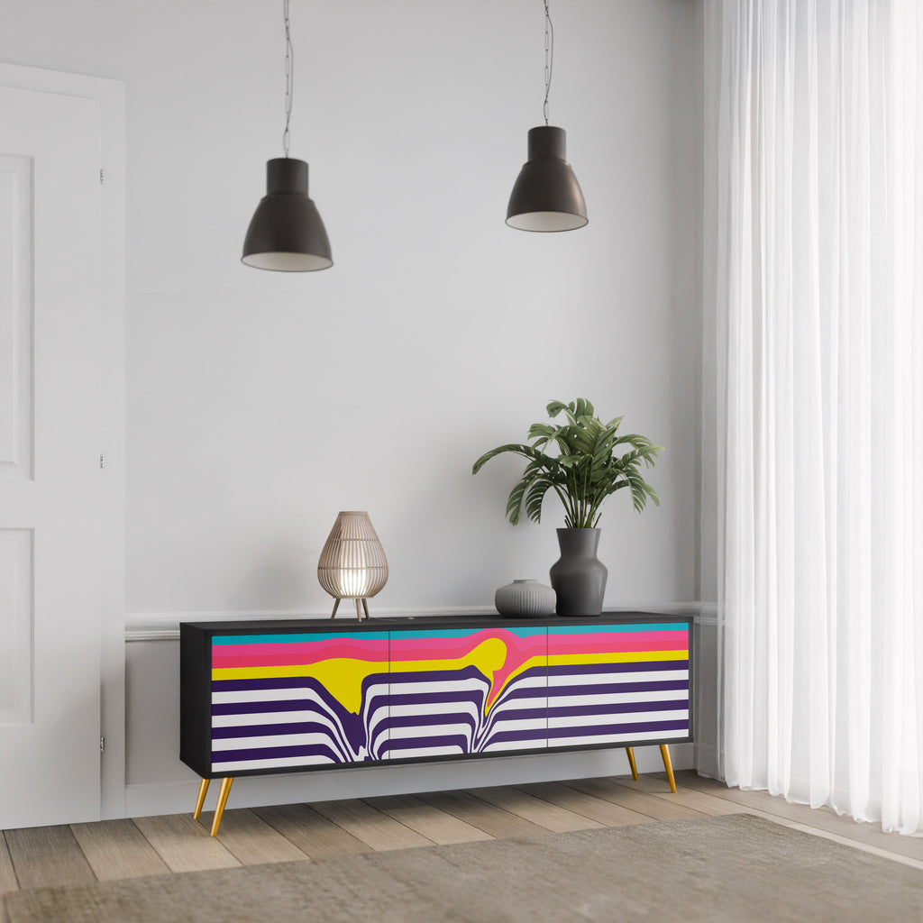 Mueble para TV TONE COLLAPSE de 3 puertas con acabado negro
