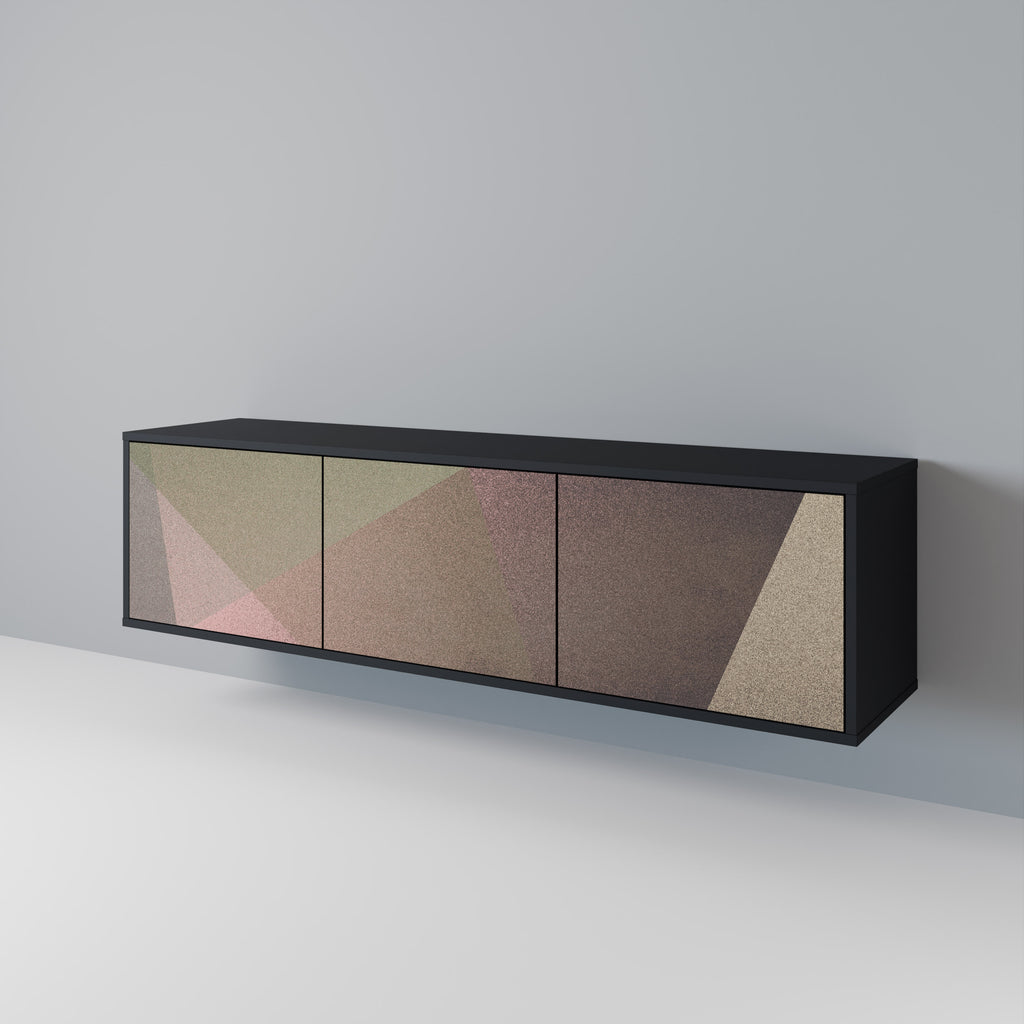 Mueble de TV de 3 puertas BEIGE GEOMETRY en acabado negro