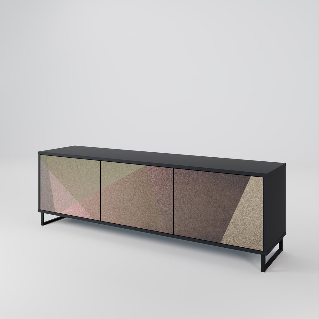 Mueble de TV de 3 puertas BEIGE GEOMETRY en acabado negro