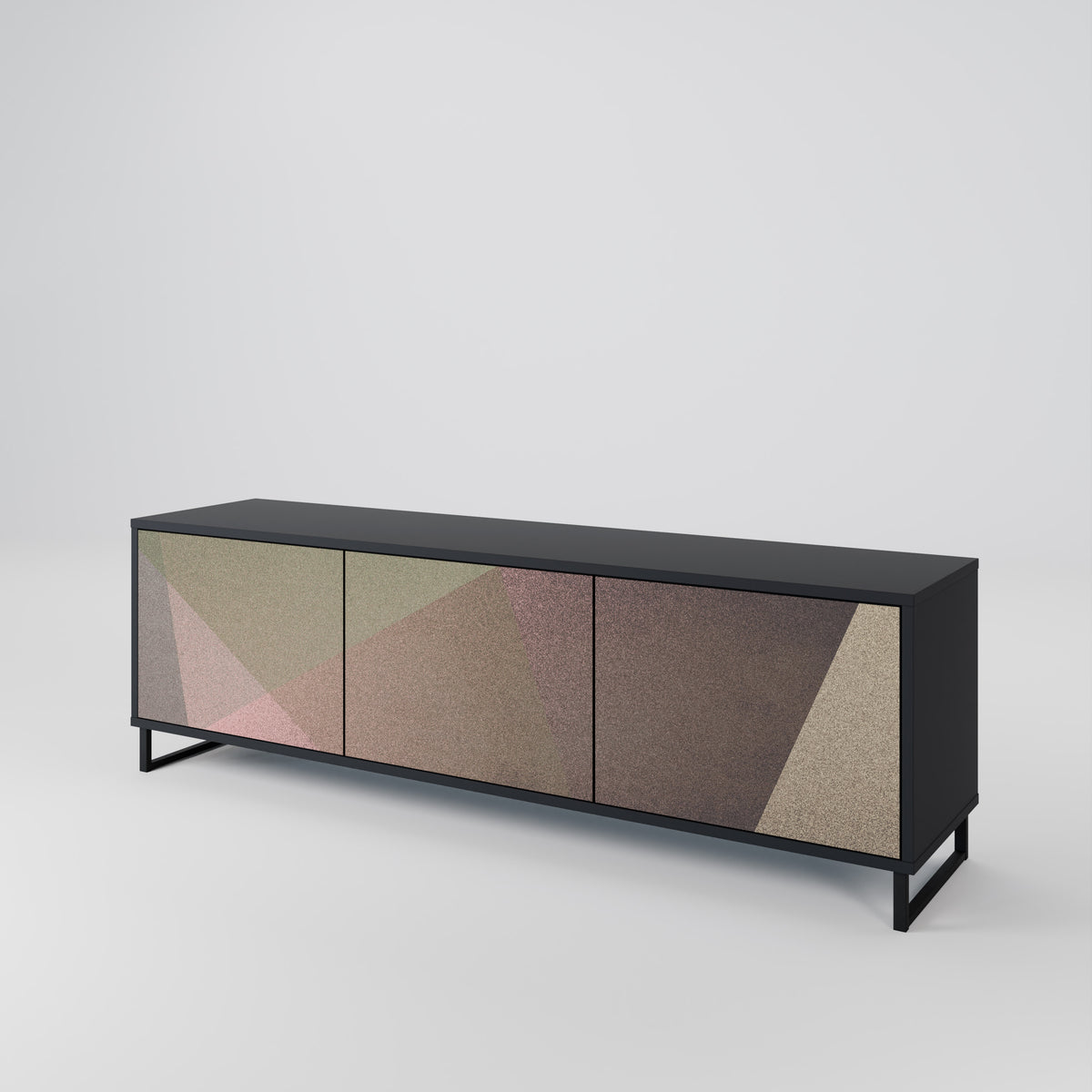 BEIGE GEOMETRY Mueble de TV de 3 Puertas