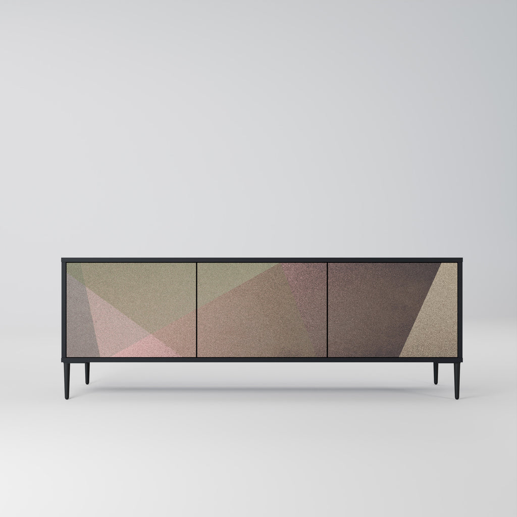 Mueble de TV de 3 puertas BEIGE GEOMETRY en acabado negro