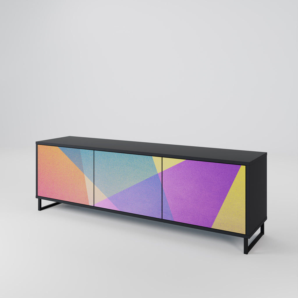 Mueble de TV de 3 puertas BRIGHT GEOMETRY en acabado negro