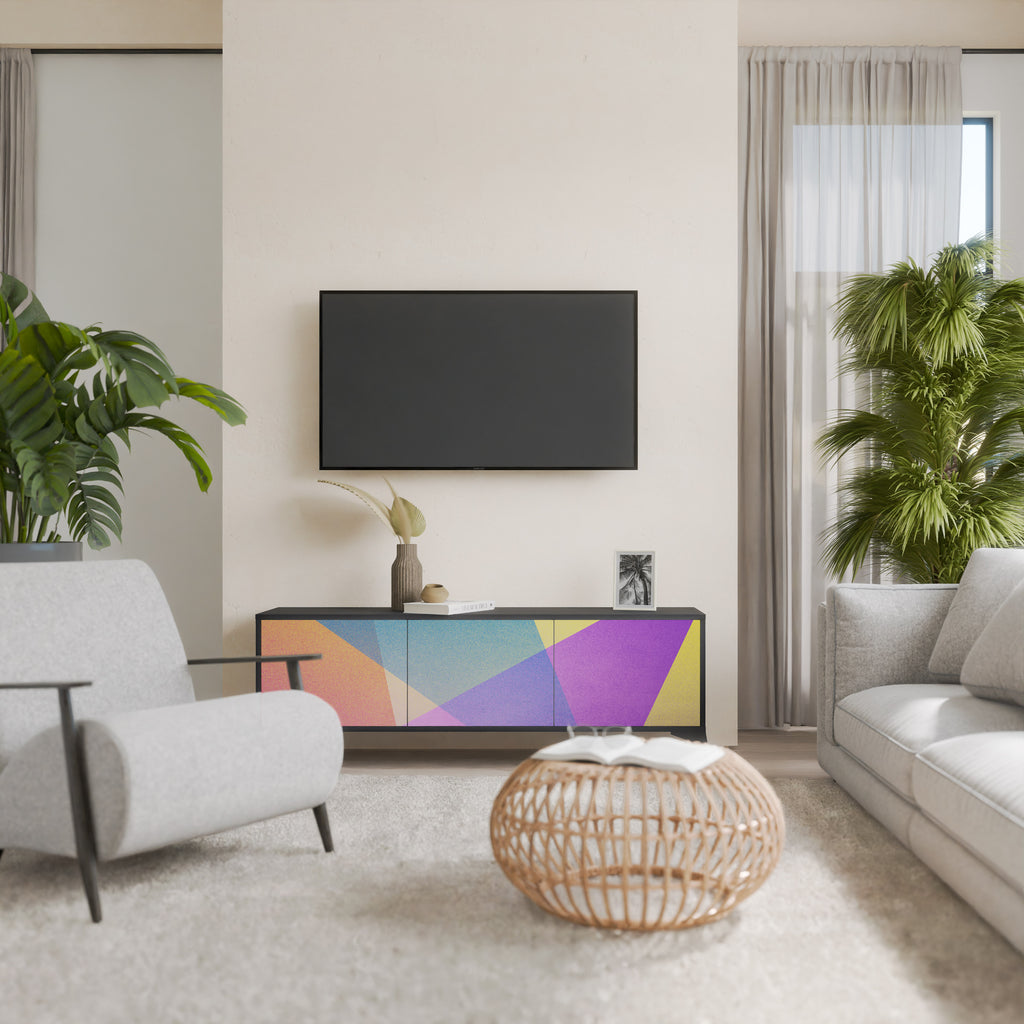 Mueble de TV de 3 puertas BRIGHT GEOMETRY en acabado negro