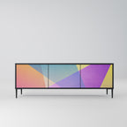 BRIGHT GEOMETRY 3-Door TV Stand in Black Finish