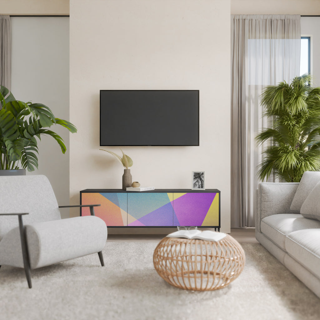 Mueble de TV de 3 puertas BRIGHT GEOMETRY en acabado negro