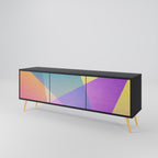 BRIGHT GEOMETRY 3-Door TV Stand in Black Finish