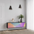 BRIGHT GEOMETRY 3-Door TV Stand in Black Finish