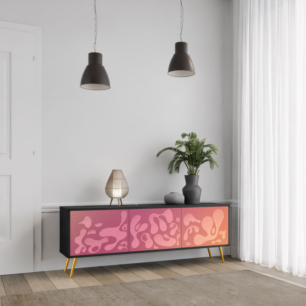 Mueble de TV IRREGULAR PINK de 3 puertas con acabado negro