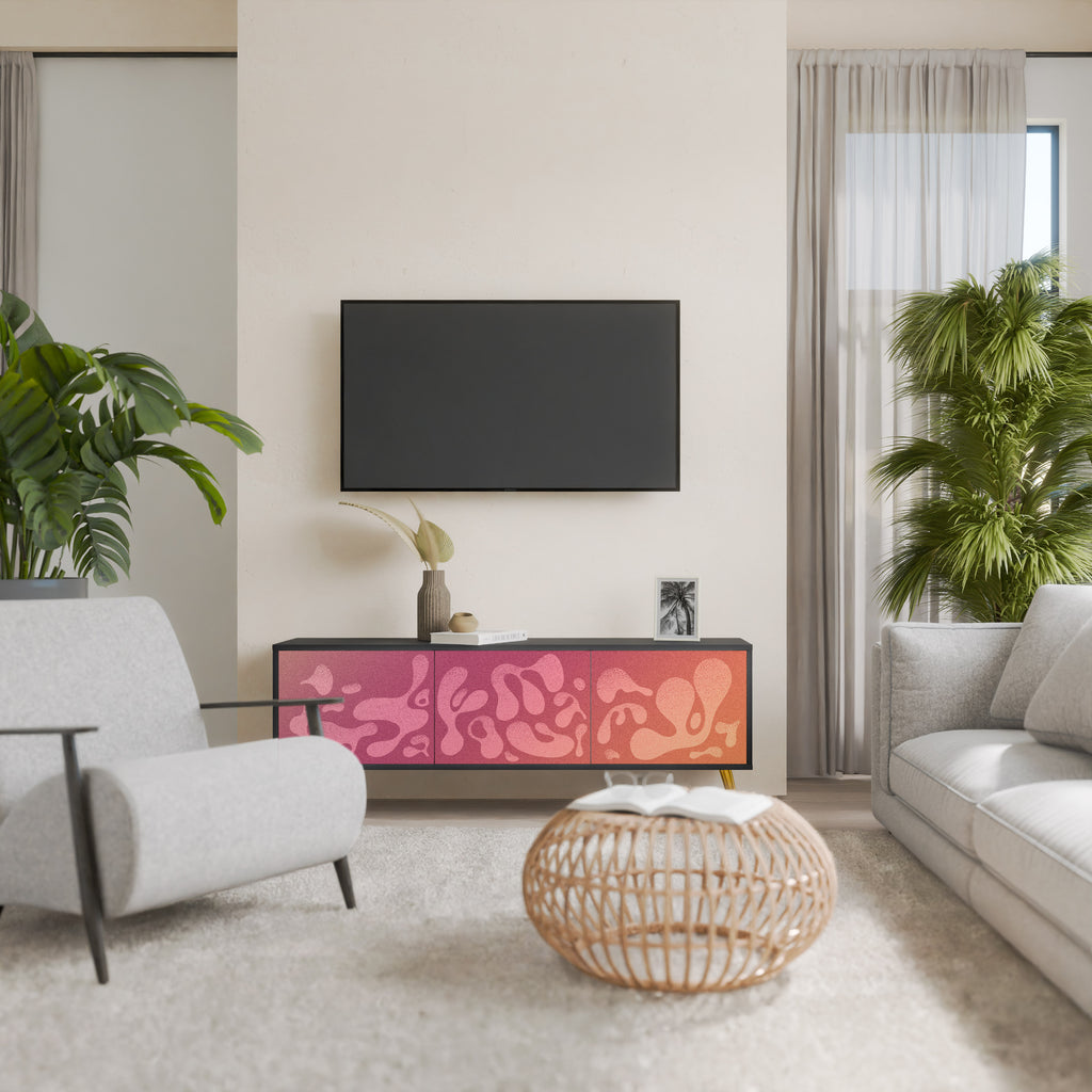 Mueble de TV IRREGULAR PINK de 3 puertas con acabado negro