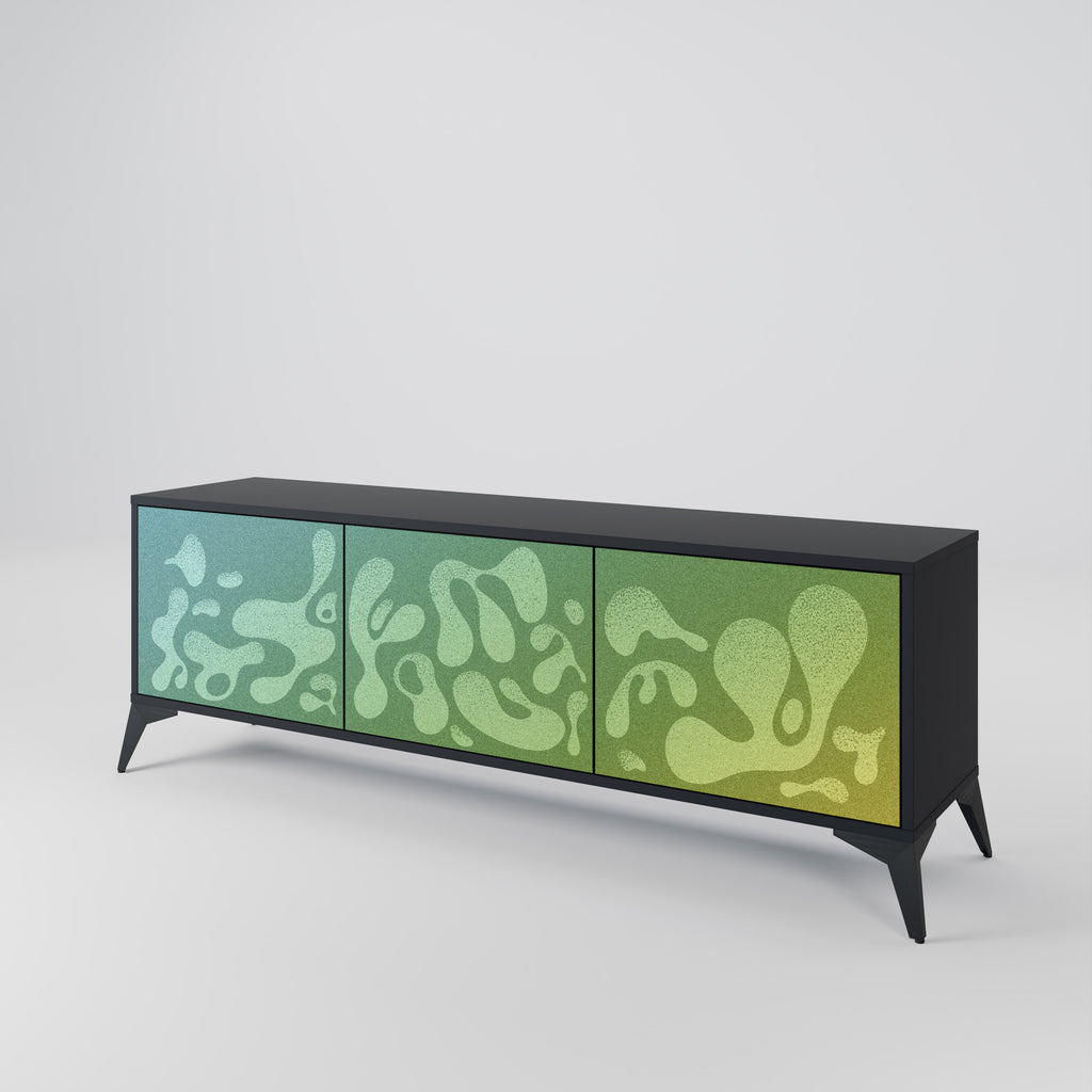 Mueble de TV IRREGULAR BLUE de 3 puertas con acabado negro
