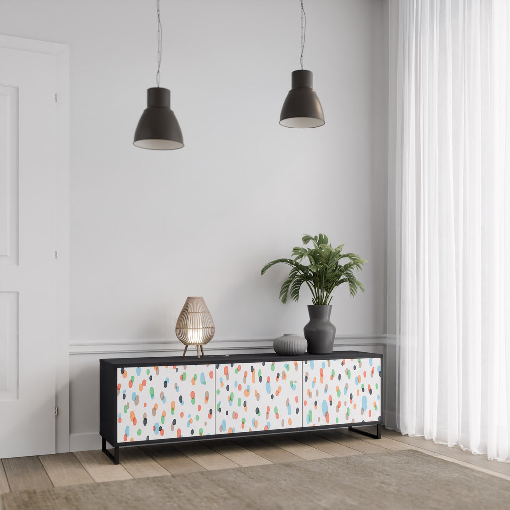 Mueble de TV de 3 puertas ENERGETIC SPOTS en acabado negro