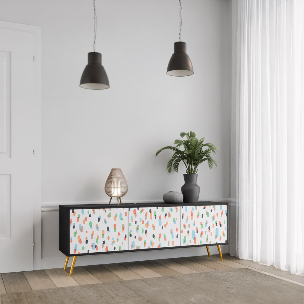 Mueble de TV de 3 puertas ENERGETIC SPOTS en acabado negro