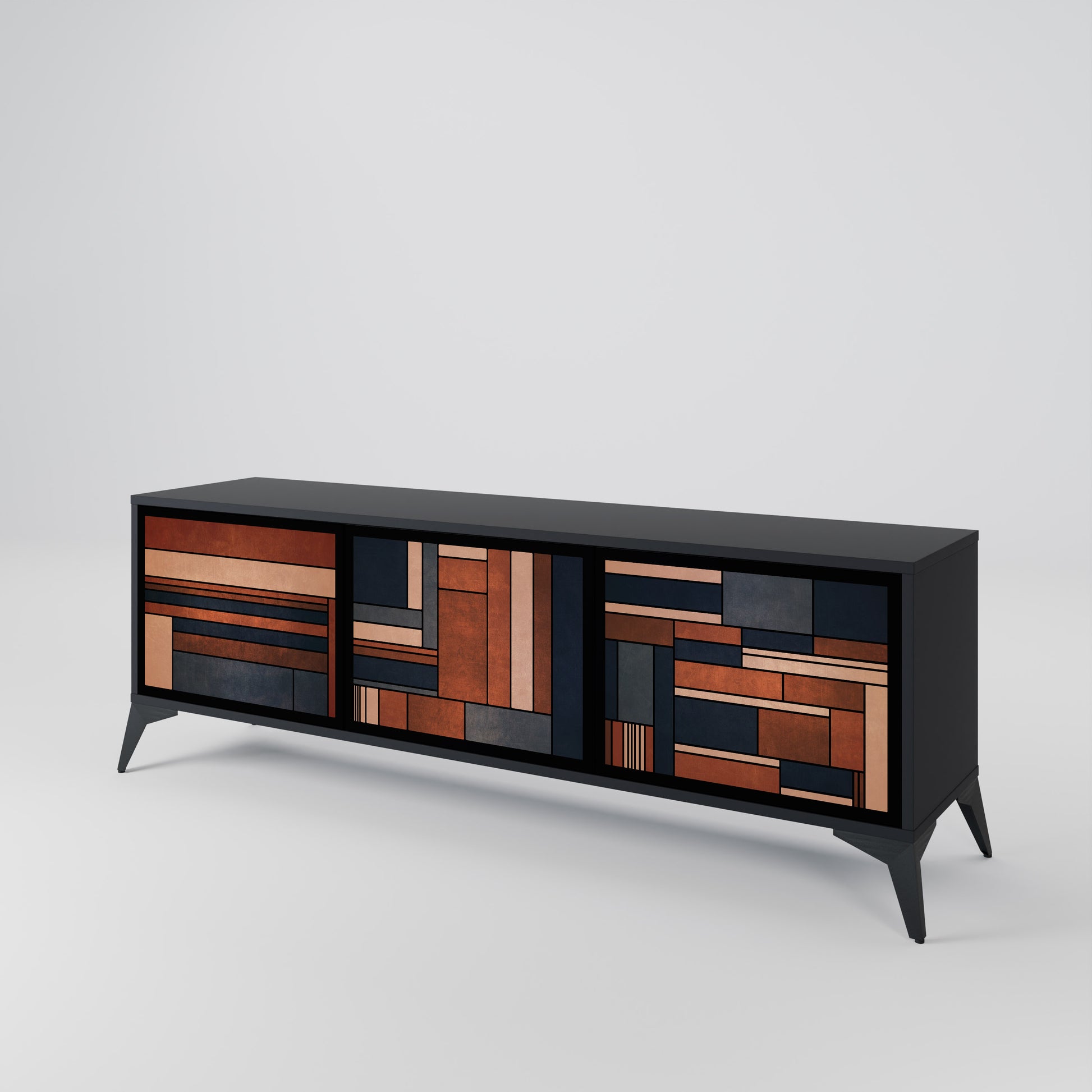 Mueble de TV INTREPID FORMATION de 3 puertas con acabado negro