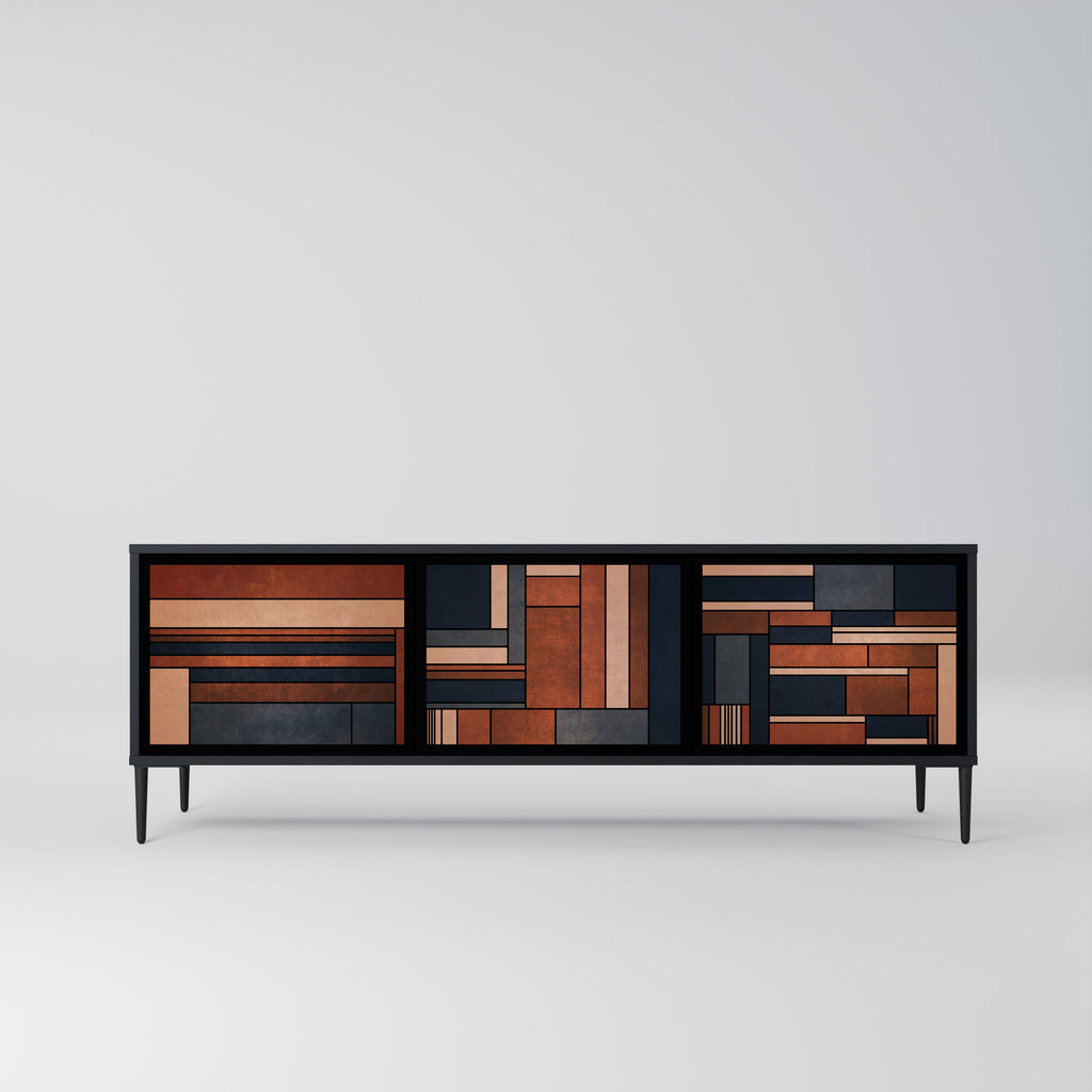 Mueble de TV INTREPID FORMATION de 3 puertas con acabado negro