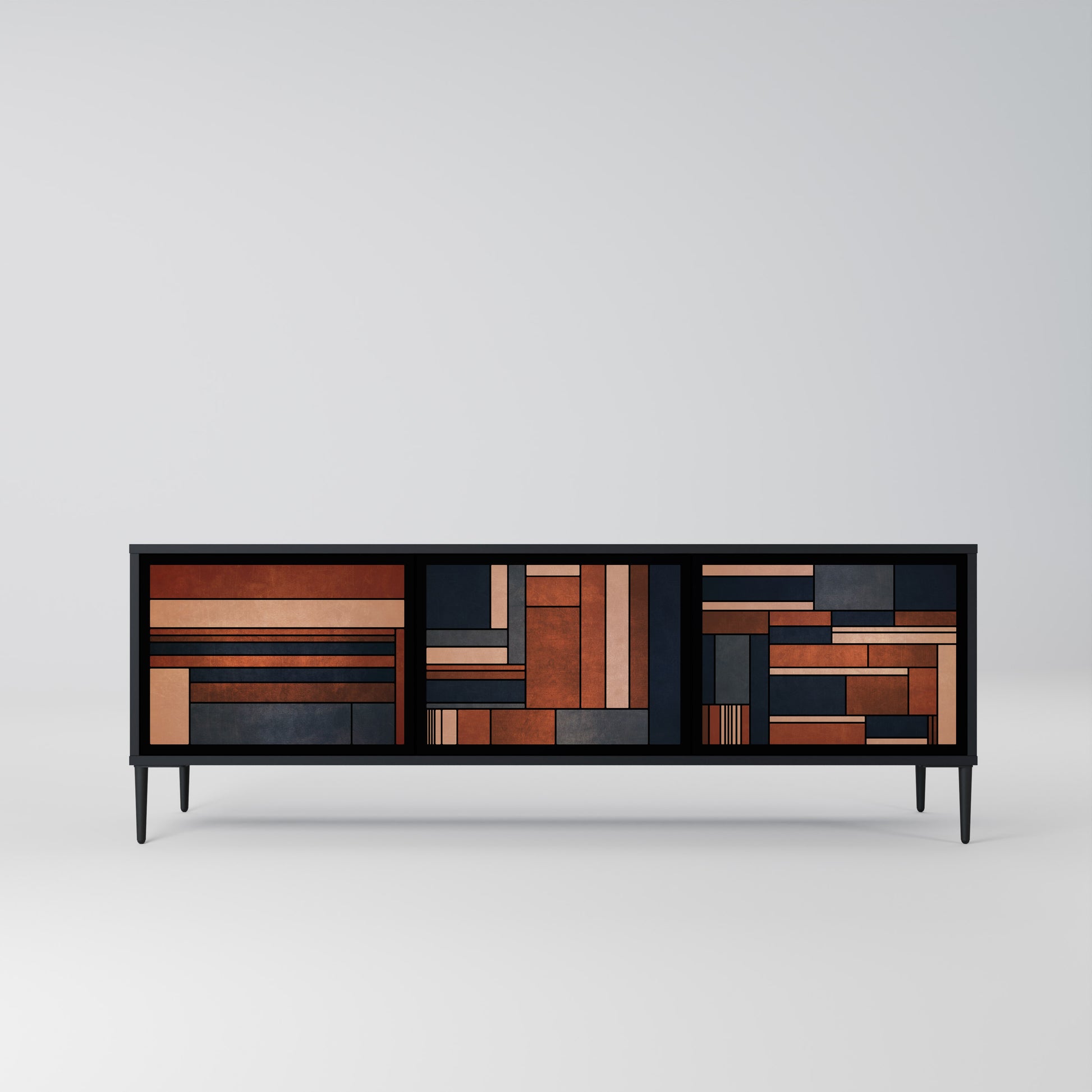 Mueble de TV INTREPID FORMATION de 3 puertas con acabado negro