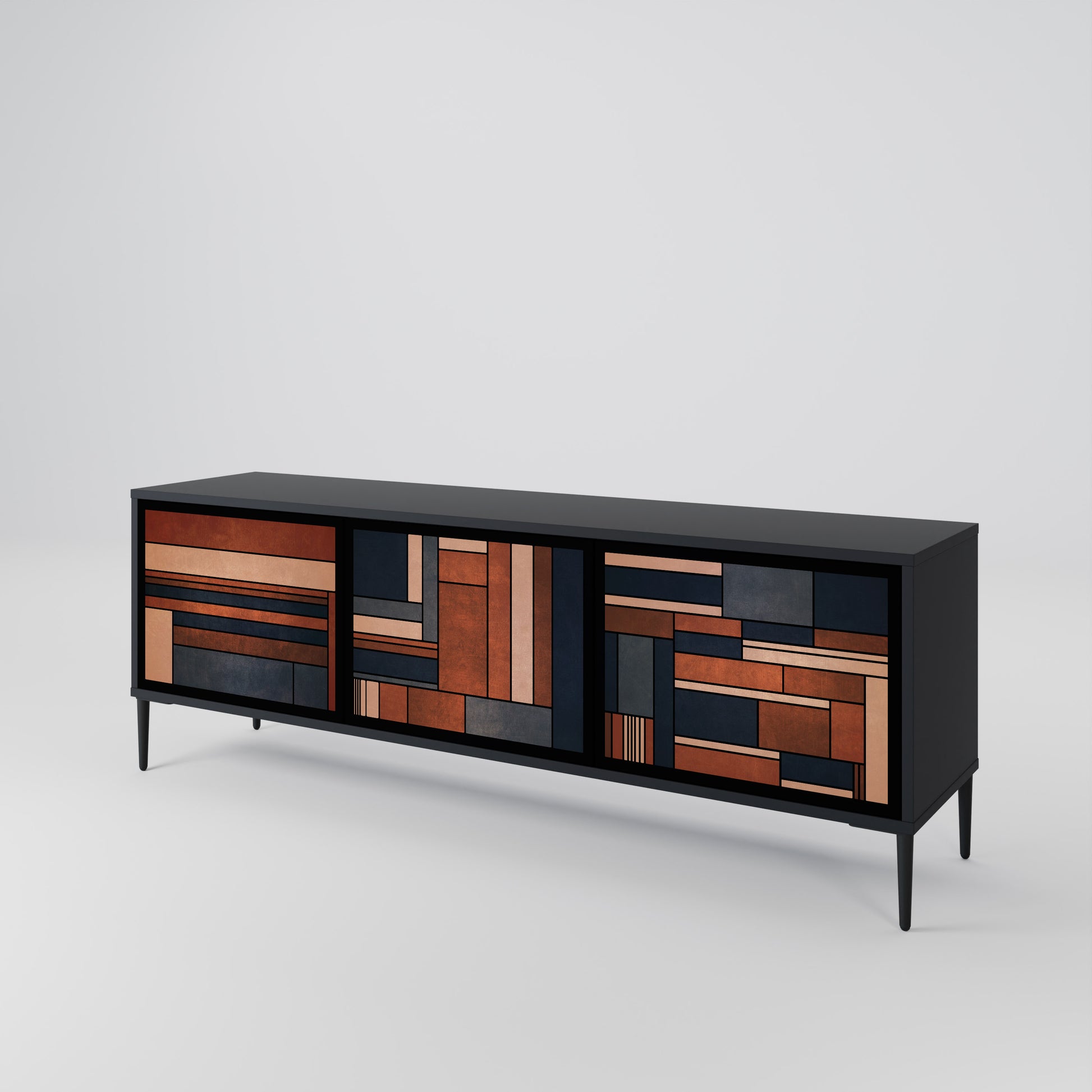 Mueble de TV INTREPID FORMATION de 3 puertas con acabado negro