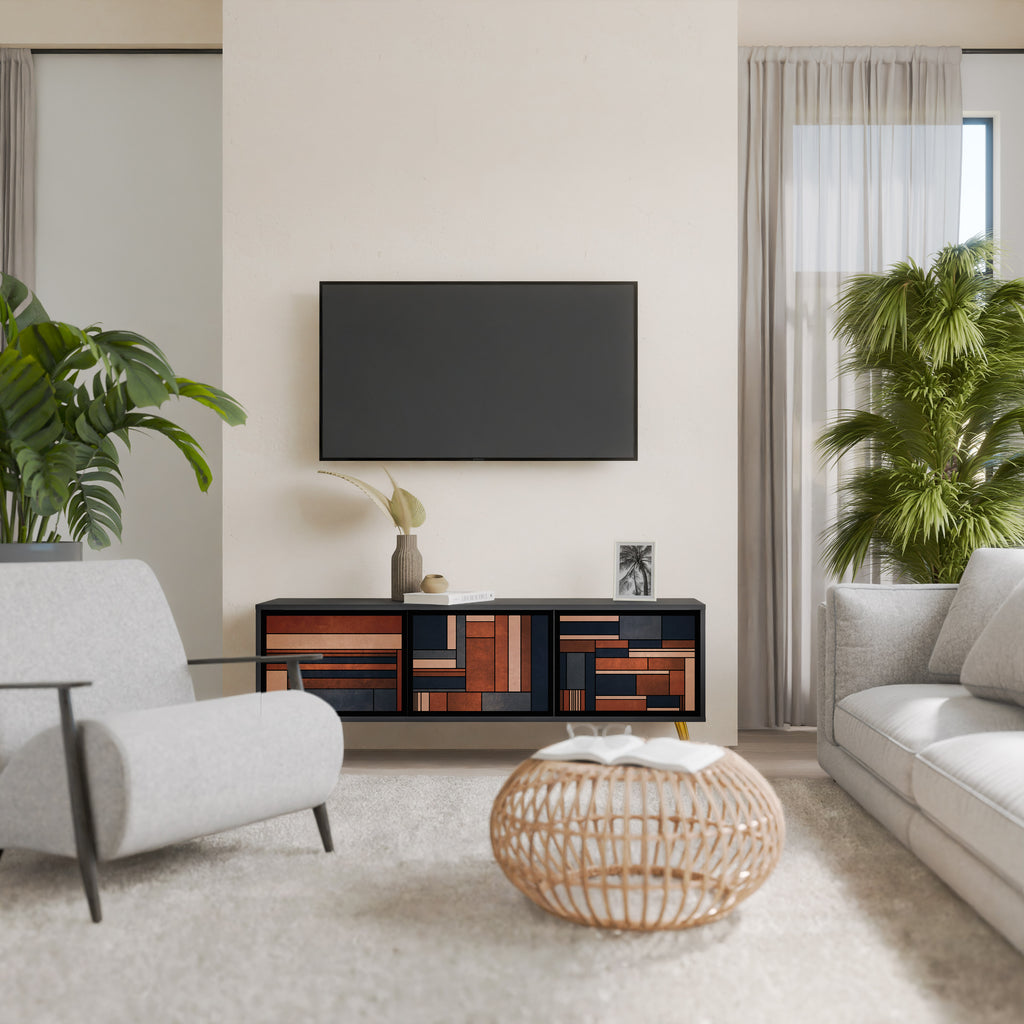 Mueble de TV INTREPID FORMATION de 3 puertas con acabado negro