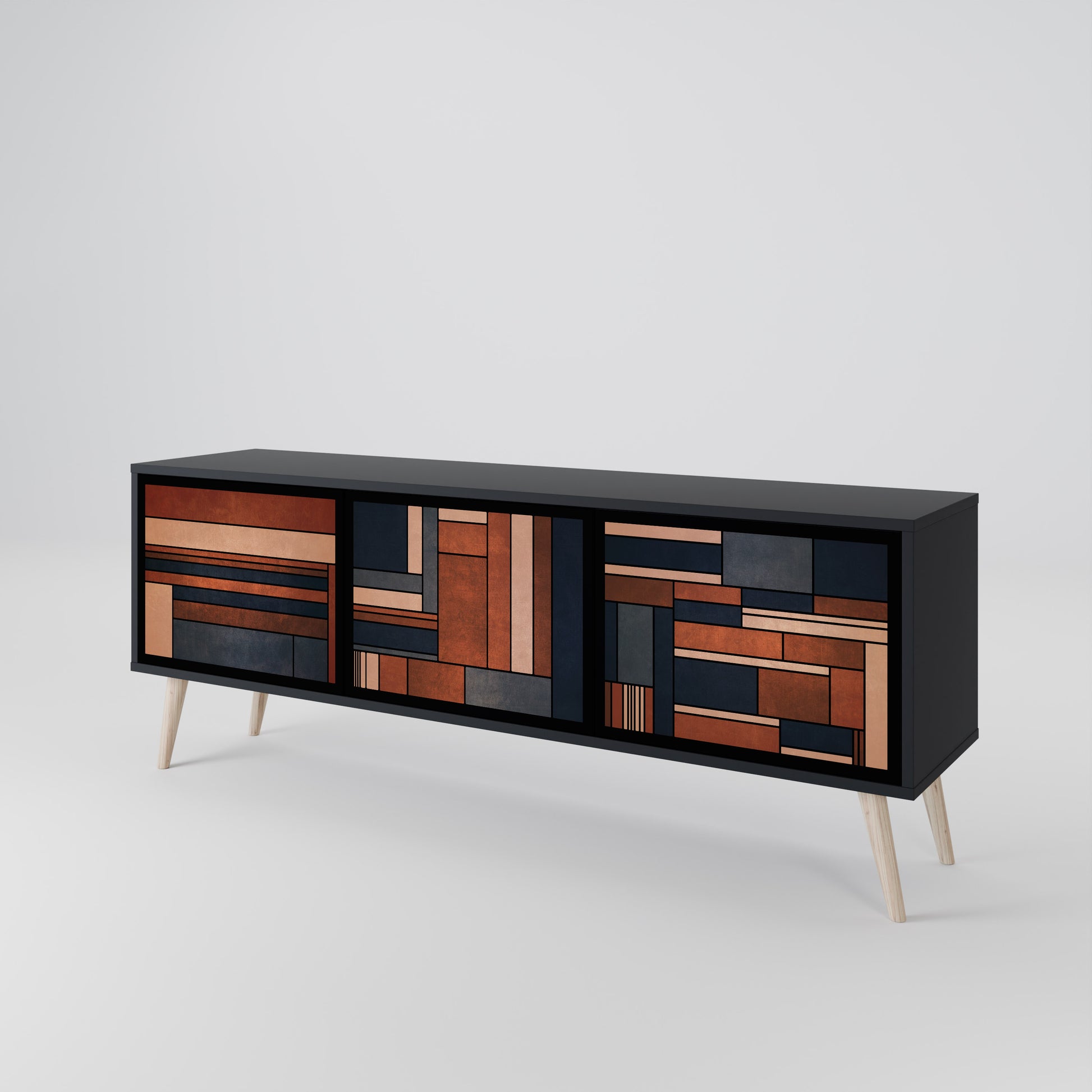 Mueble de TV INTREPID FORMATION de 3 puertas con acabado negro