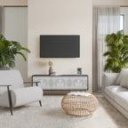 THAI GRAY Mueble de TV de 3 Puertas en Acabado Negro