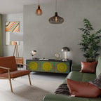 SUNSHINE EULOGY Mueble de TV de 3 Puertas en Acabado Negro