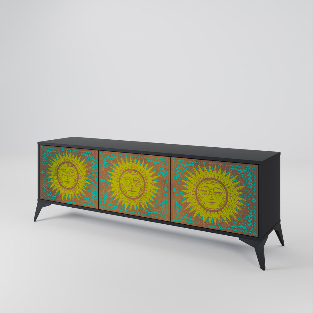 Mueble de TV de 3 puertas SUNSHINE EULOGY con acabado negro