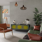 SUNSHINE EULOGY Mueble de TV de 3 Puertas en Acabado Negro