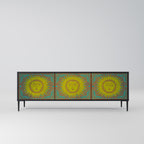 SUNSHINE EULOGY Mueble de TV de 3 Puertas en Acabado Negro