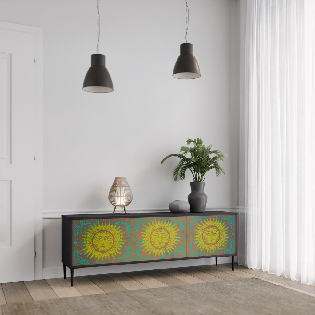 Mueble de TV de 3 puertas SUNSHINE EULOGY con acabado negro
